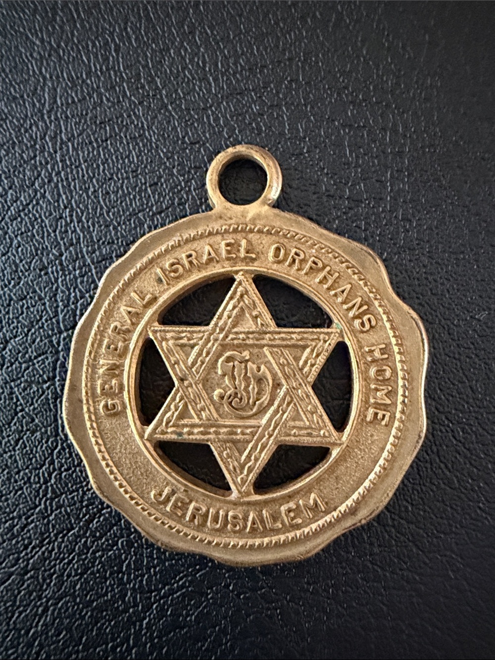 Jerusalem Orphans Home Medallion Pendant in Gold Tone